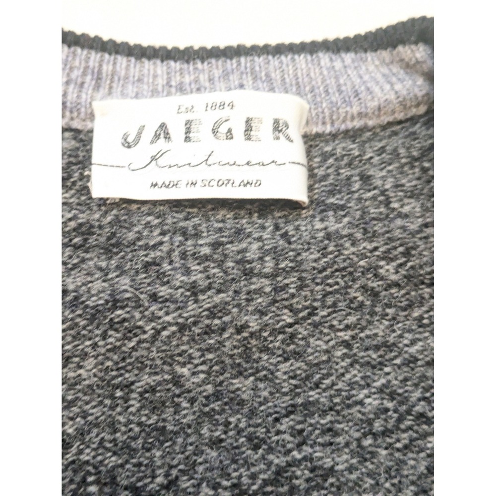 Vintage Jaeger Sweaterβ Men's L Lambswool Gray Argyle V-Neck Scotland Warm - Picture 3 of 11